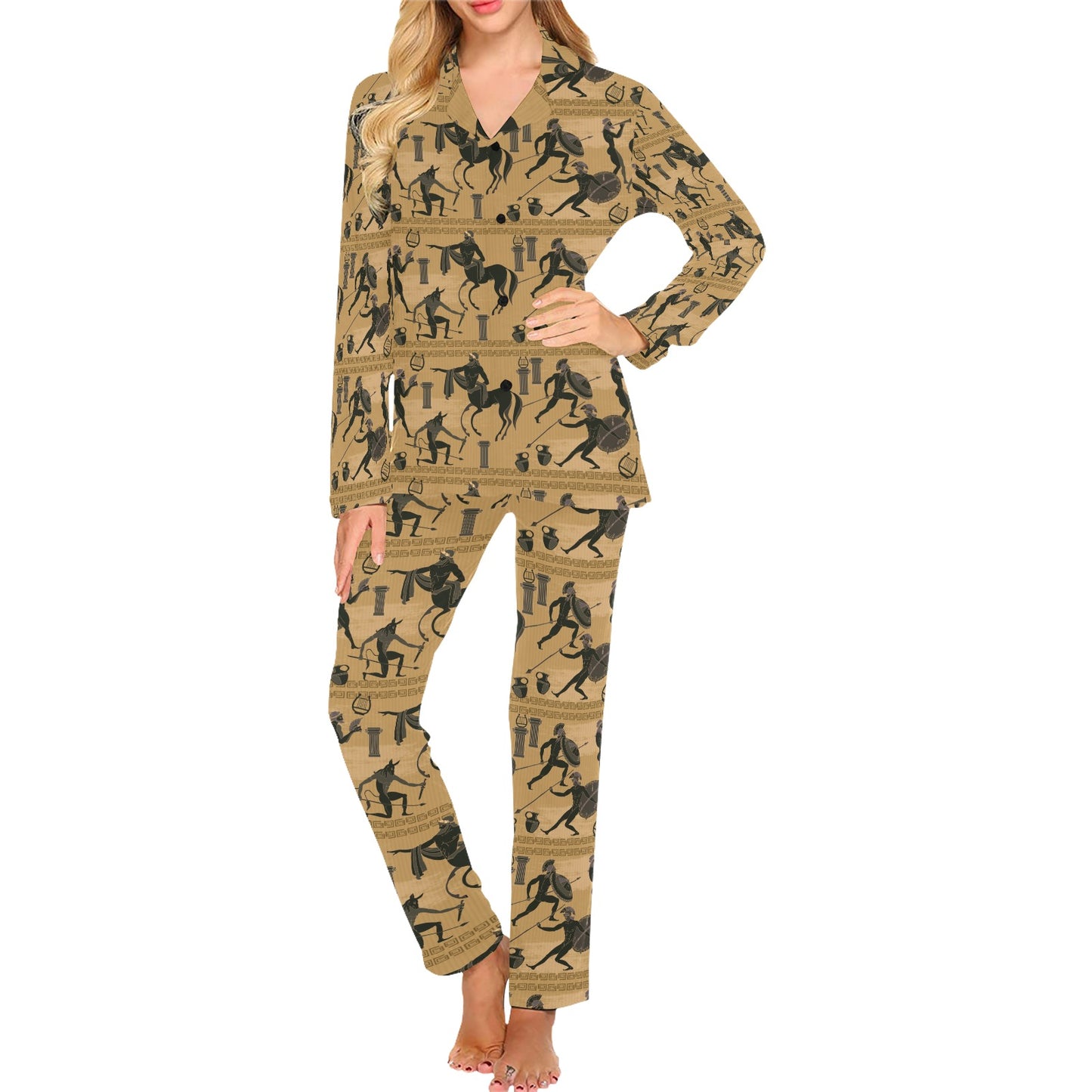 Ancient Greek Statue Print Design LKS304 Women's Long Pajama Set