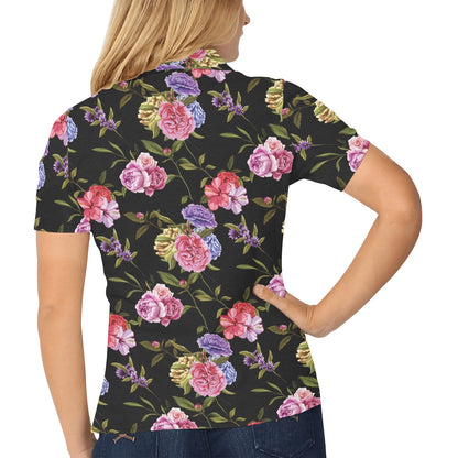 Carnations Pattern Print Design CN05 Women's Polo Shirt