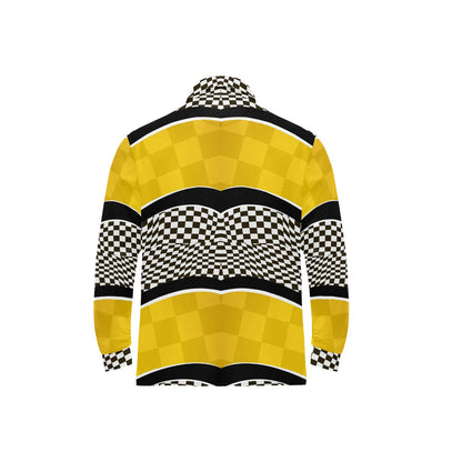 Checkered Pattern Print Design 02 Long Sleeve Polo Shirt For Men's