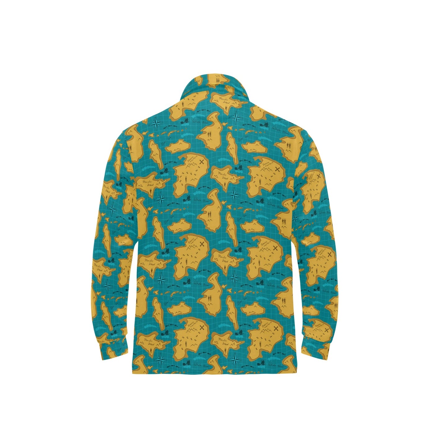 World Map Print Design LKS301 Long Sleeve Polo Shirt For Men's