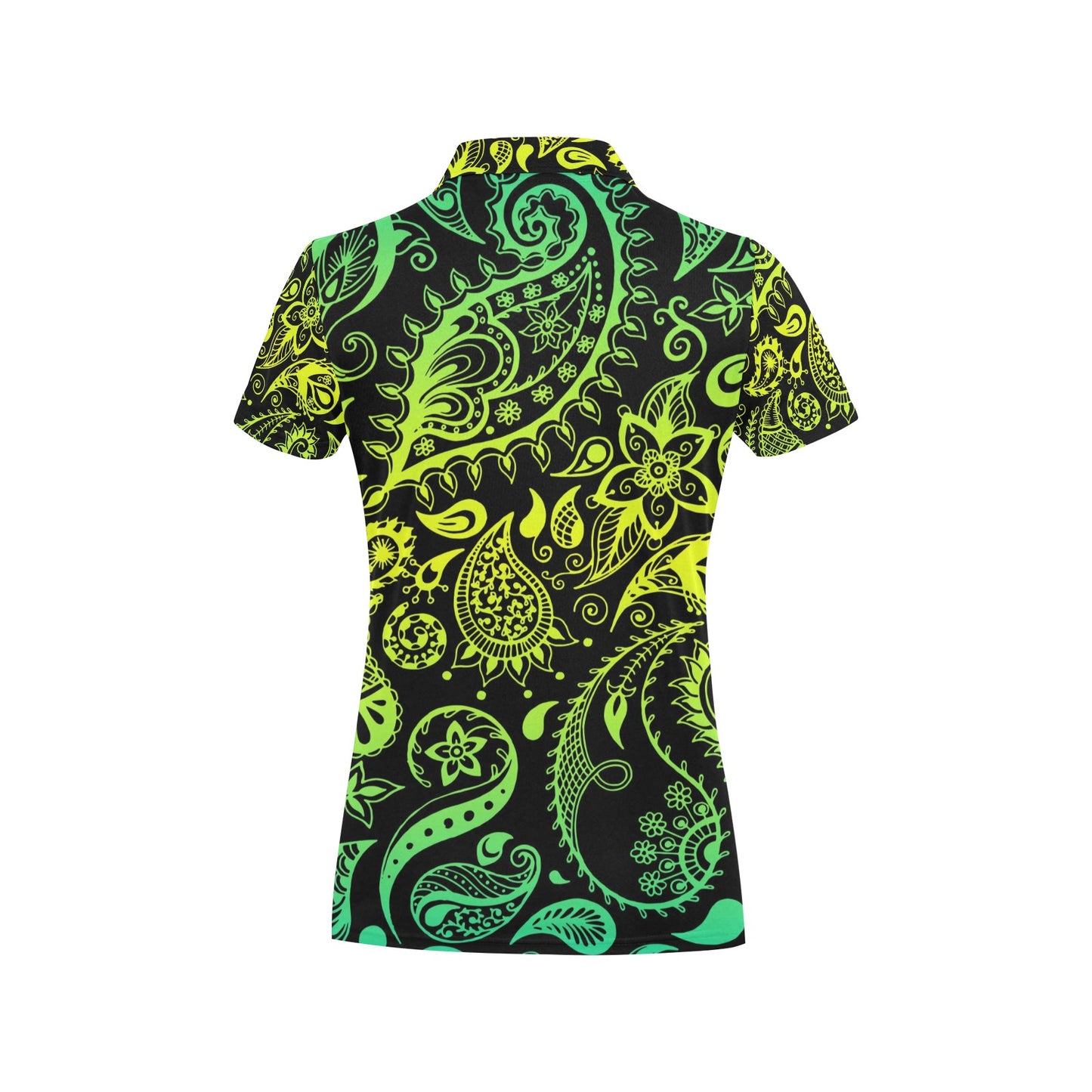 Paisley Green Design Print Women's Polo Shirt