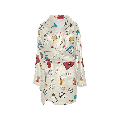 Nurse Pattern Print Design A04 Women's Fleece Robe