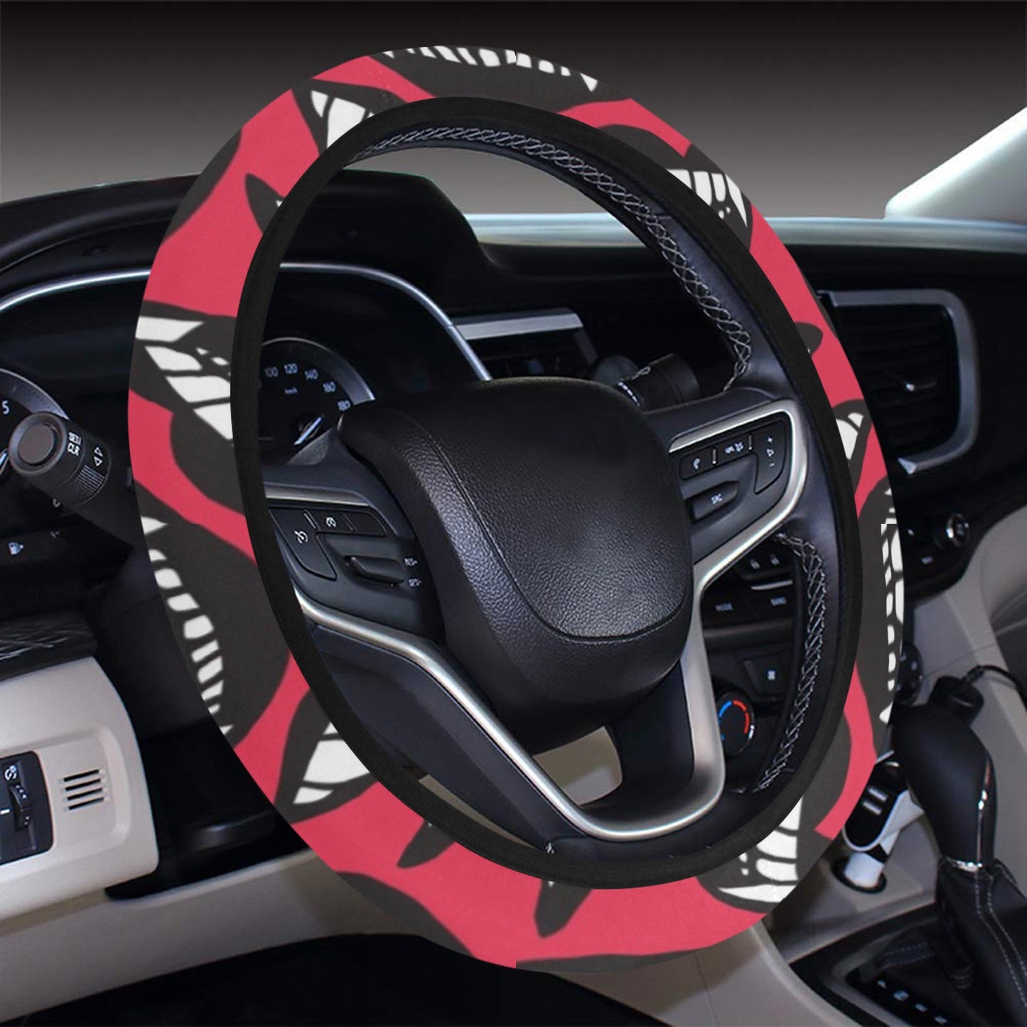 Vampire Lips Print Design LKS305 Steering Wheel Cover with Elastic Edge