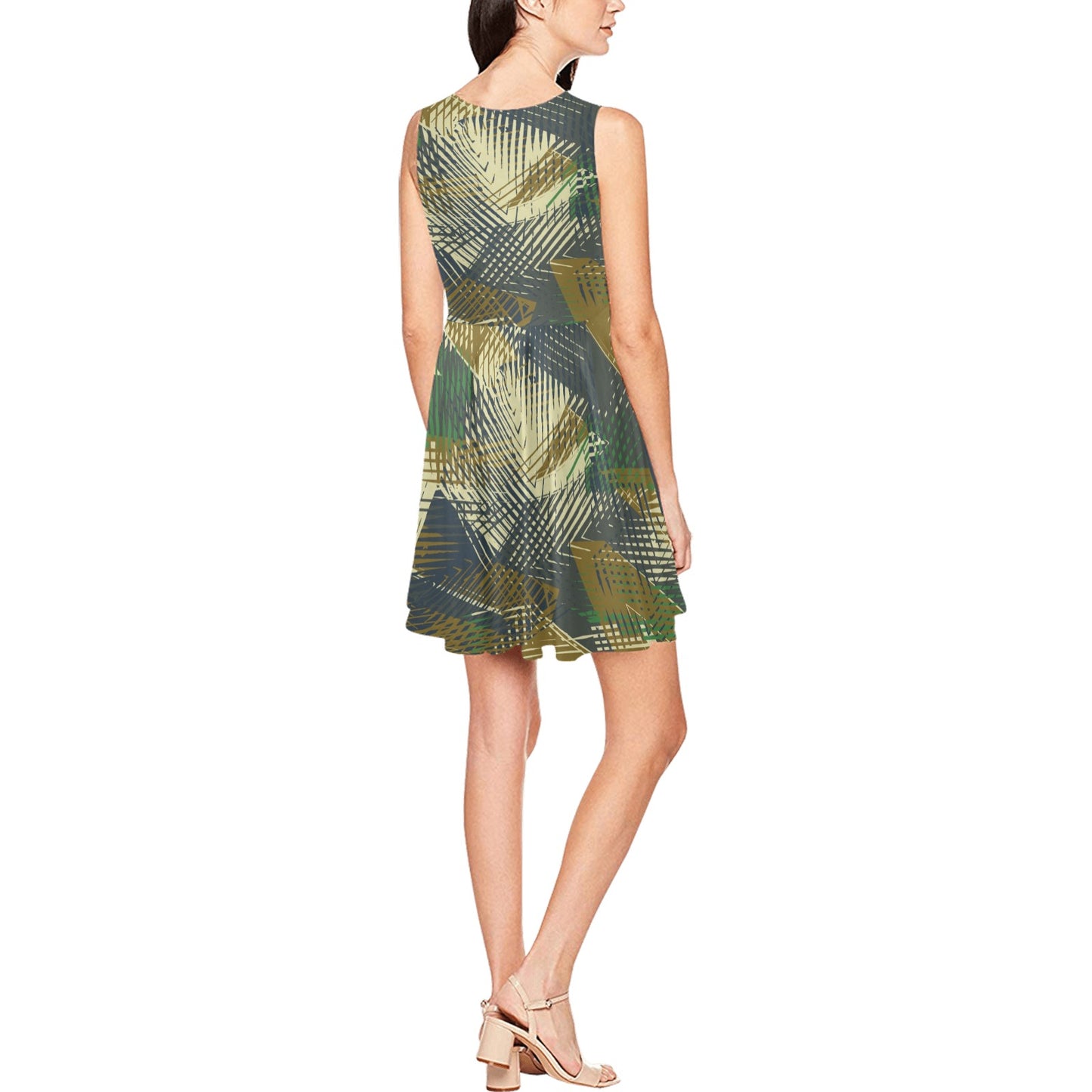 Military Camouflage Pattern Print Design 01 Sleeveless Dress