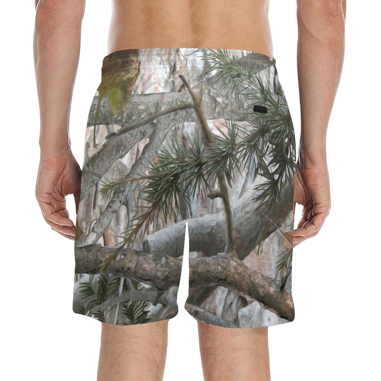 Camo Realistic Tree Forest Pattern Men's Swim Trunks Beach Shorts