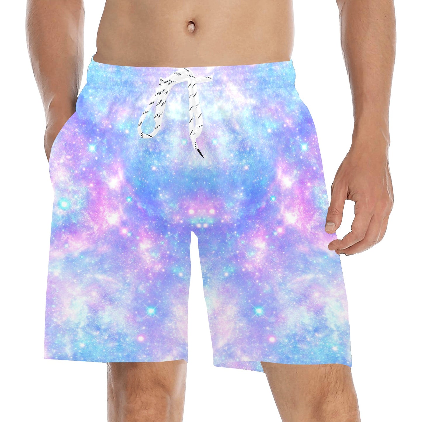 Galaxy Stardust Pastel Color Print Men's Swim Trunks Beach Shorts