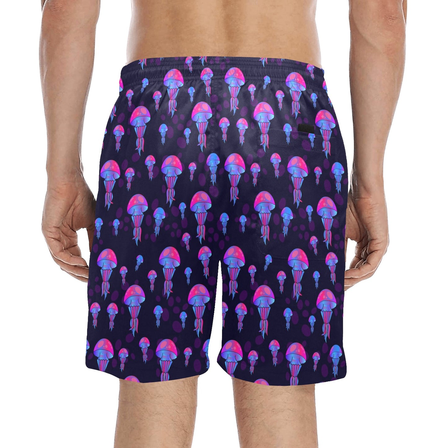 Jellyfish Neon Print Men's Swim Trunks Beach Shorts