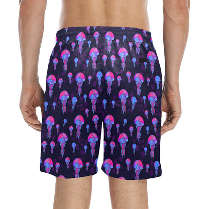 Jellyfish Neon Print Men's Swim Trunks Beach Shorts
