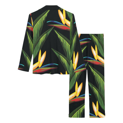 Bird Of Paradise Pattern Print Design BOP012 Women's Long Pajama Set