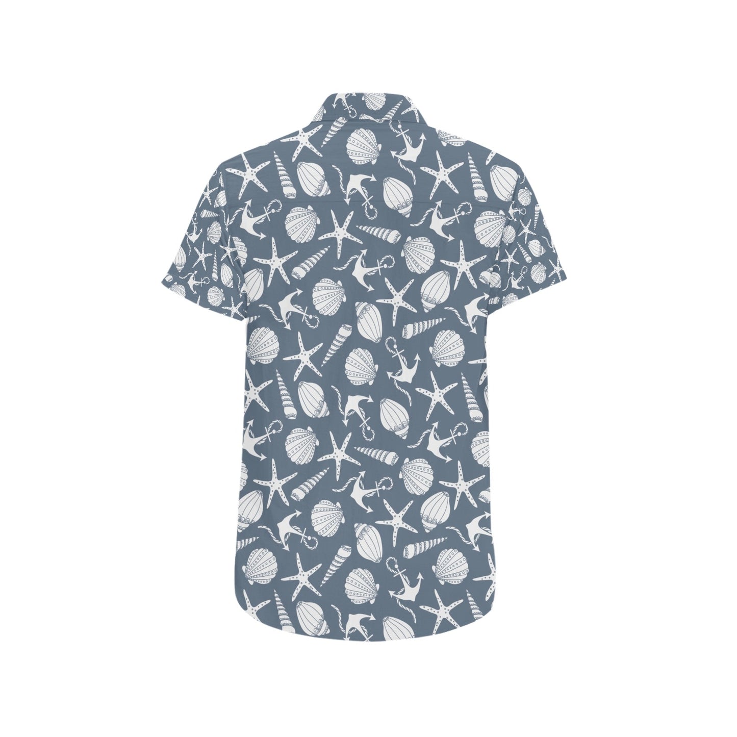 Seashell Print Design LKS306 Men Short Sleeve Button Up Shirt