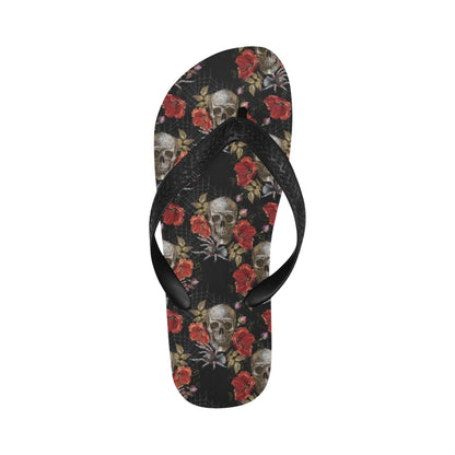 Spider Web Skull Rose Print Design LKS305 Flip Flops