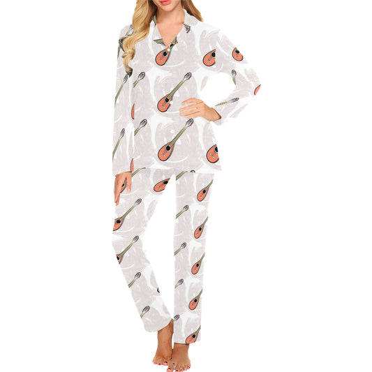 Mandolin Pattern Print Design 03 Women's Long Pajama Set