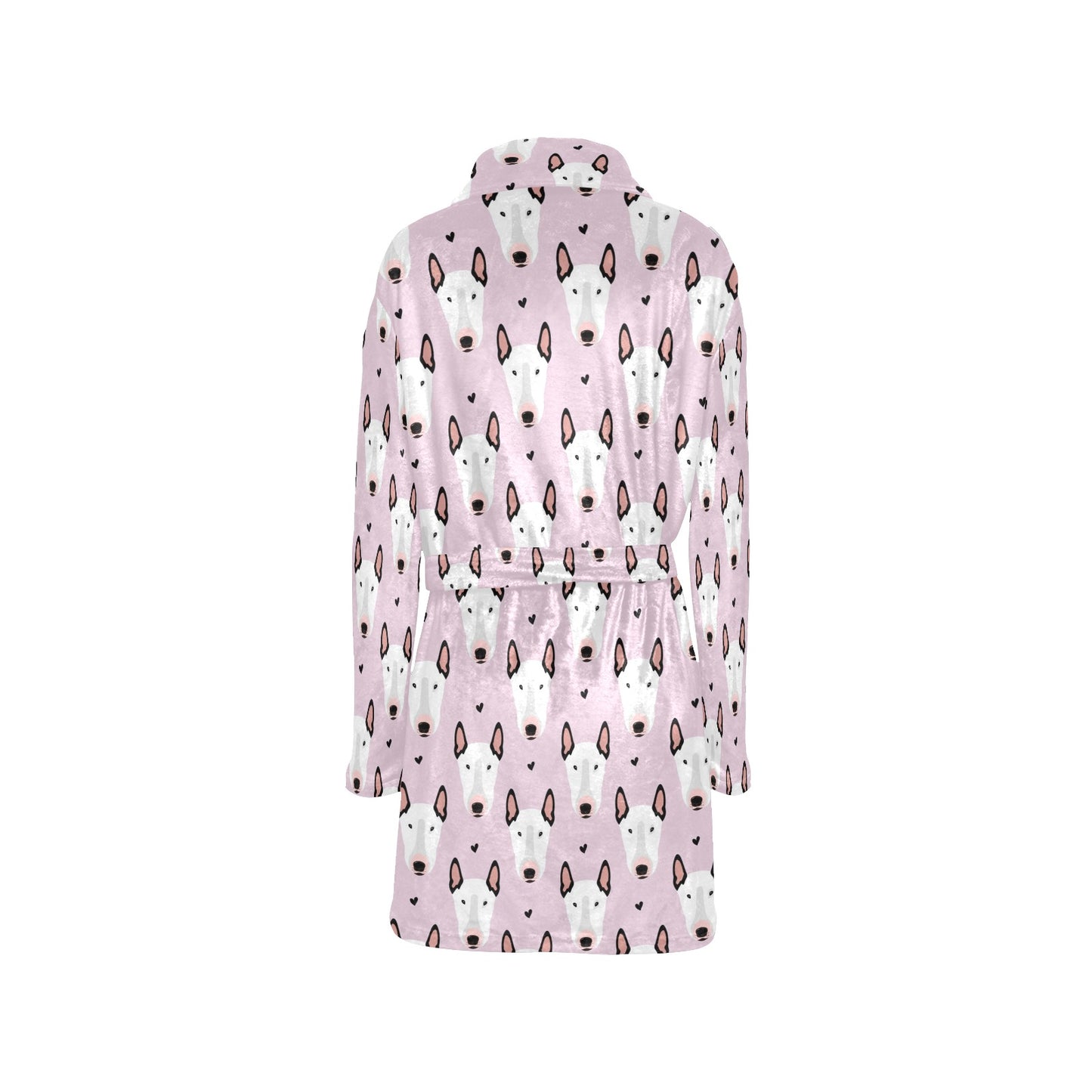 Bull Terrier Pink Print Pattern Women's Fleece Robe