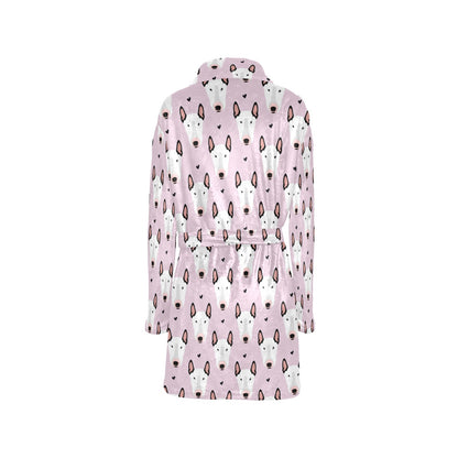 Bull Terrier Pink Print Pattern Women's Fleece Robe