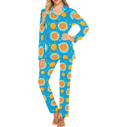 Grapefruit Pattern Print Design GF03 Women's Long Pajama Set