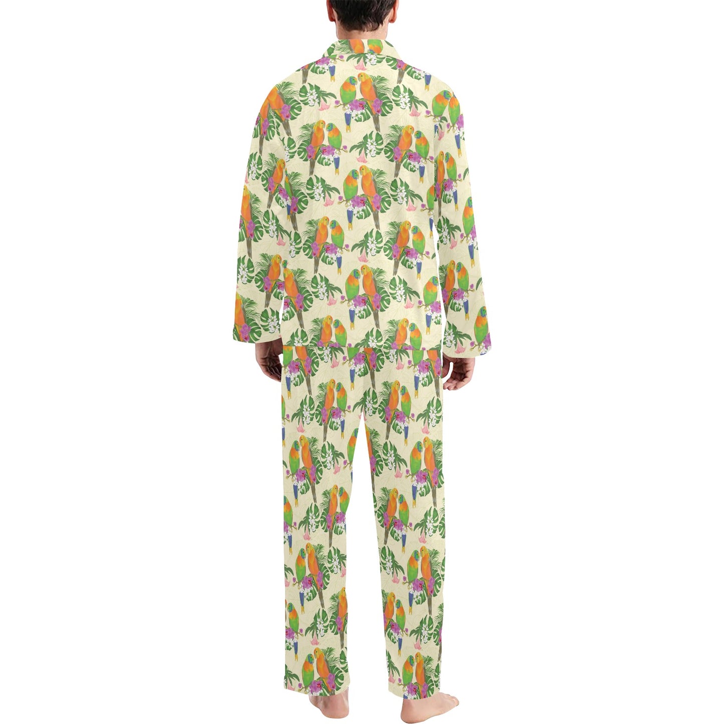 Conures Pattern Print Design 02 Men's Long Pajama Set