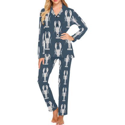 Lobster Pattern Print Design 02 Women's Long Pajama Set