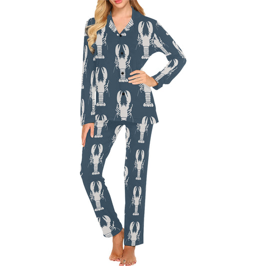 Lobster Pattern Print Design 02 Women's Long Pajama Set