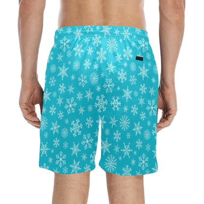 Snowflake Print Design LKS304 Men's Swim Trunks Beach Shorts