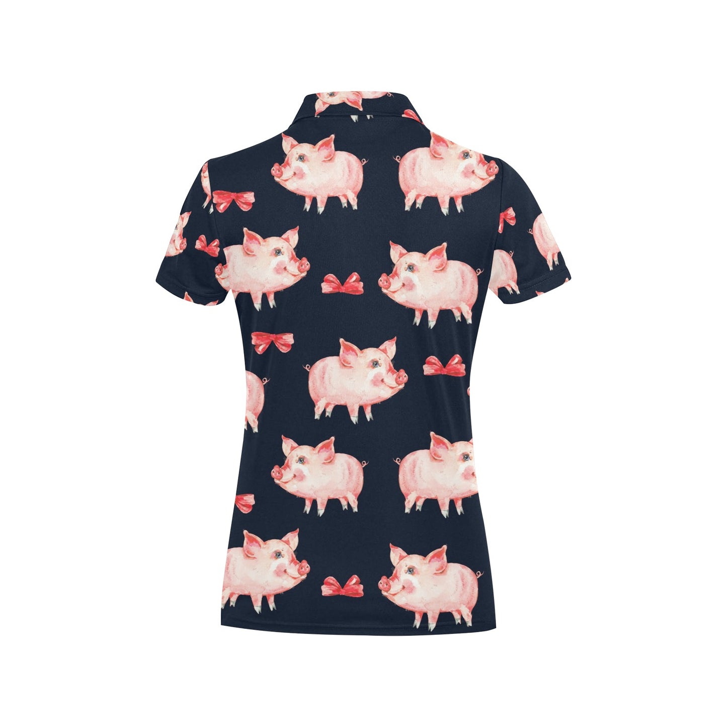Pig Cute Pattern Print Design 02 Women's Polo Shirt