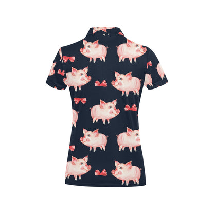 Pig Cute Pattern Print Design 02 Women's Polo Shirt