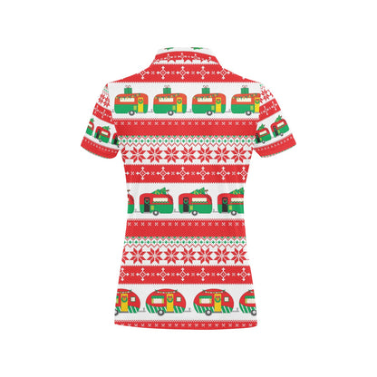 Camper Camping Ugly Christmas Design Print Women's Polo Shirt