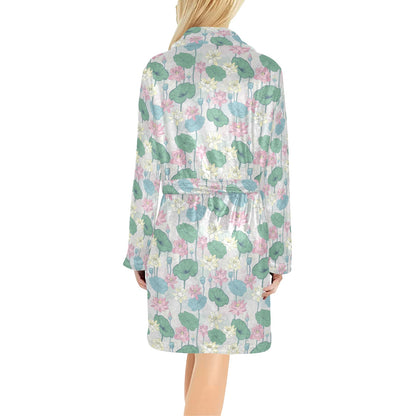 Water Lily Print Design LKS305 Women's Fleece Robe