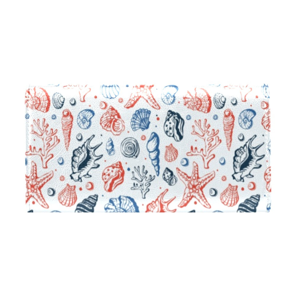Seashell Print Design LKS307 Women's Trifold Wallet