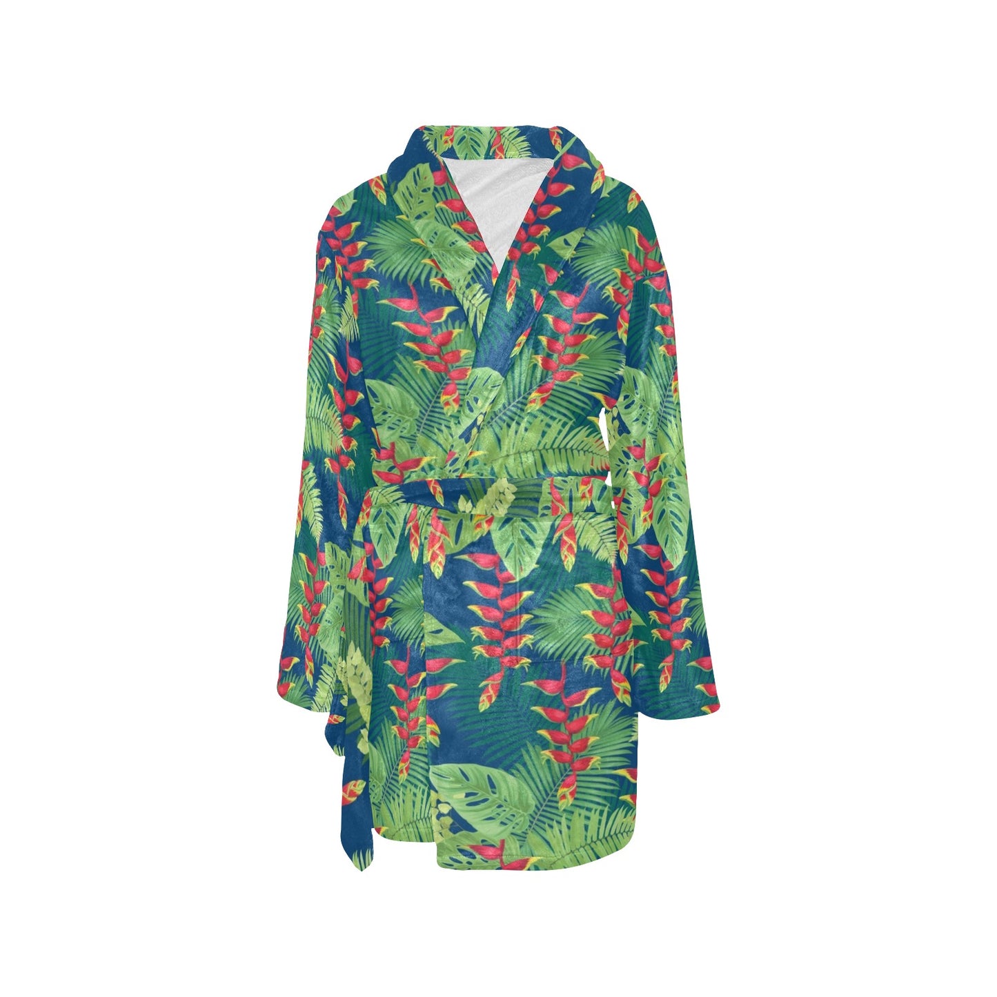 Heliconia Pattern Print Design HL08 Women's Fleece Robe