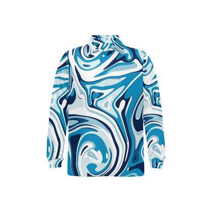 Liquid Pattern Print Design 05 Long Sleeve Polo Shirt For Men's