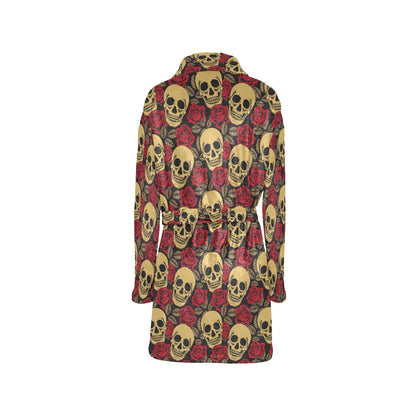 Skull And Roses Print Design LKS302 Women's Fleece Robe