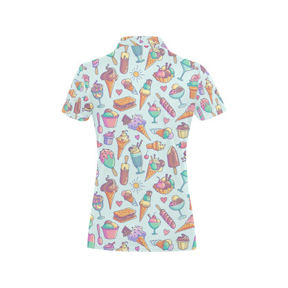 Ice Cream Pattern Print Design IC02 Women's Polo Shirt