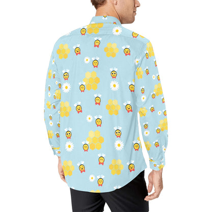 Bee Cute Print Design LKS304 Men's Long Sleeve Dress Shirt