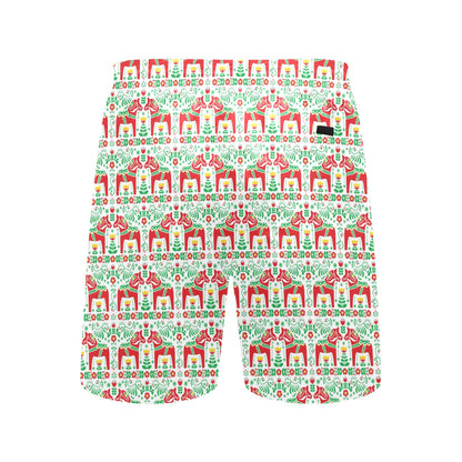 Swedish Dala Style Pattern Men's Swim Trunks Beach Shorts