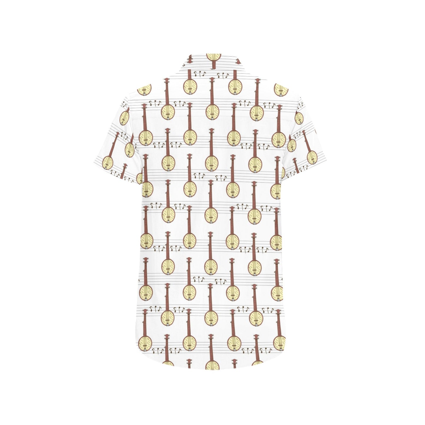 Banjo Print Design LKS402 Men Short Sleeve Button Up Shirt