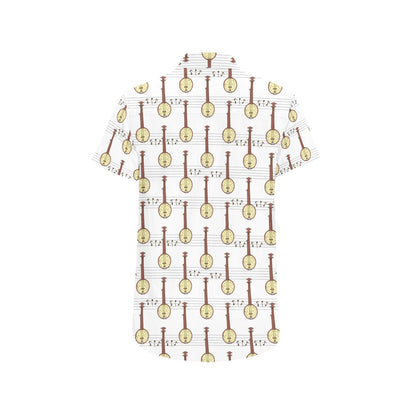 Banjo Print Design LKS402 Men Short Sleeve Button Up Shirt