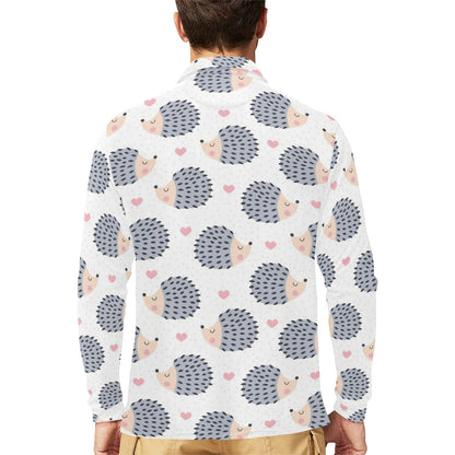 Hedgehog Baby Pattern Print Design 03 Long Sleeve Polo Shirt For Men's