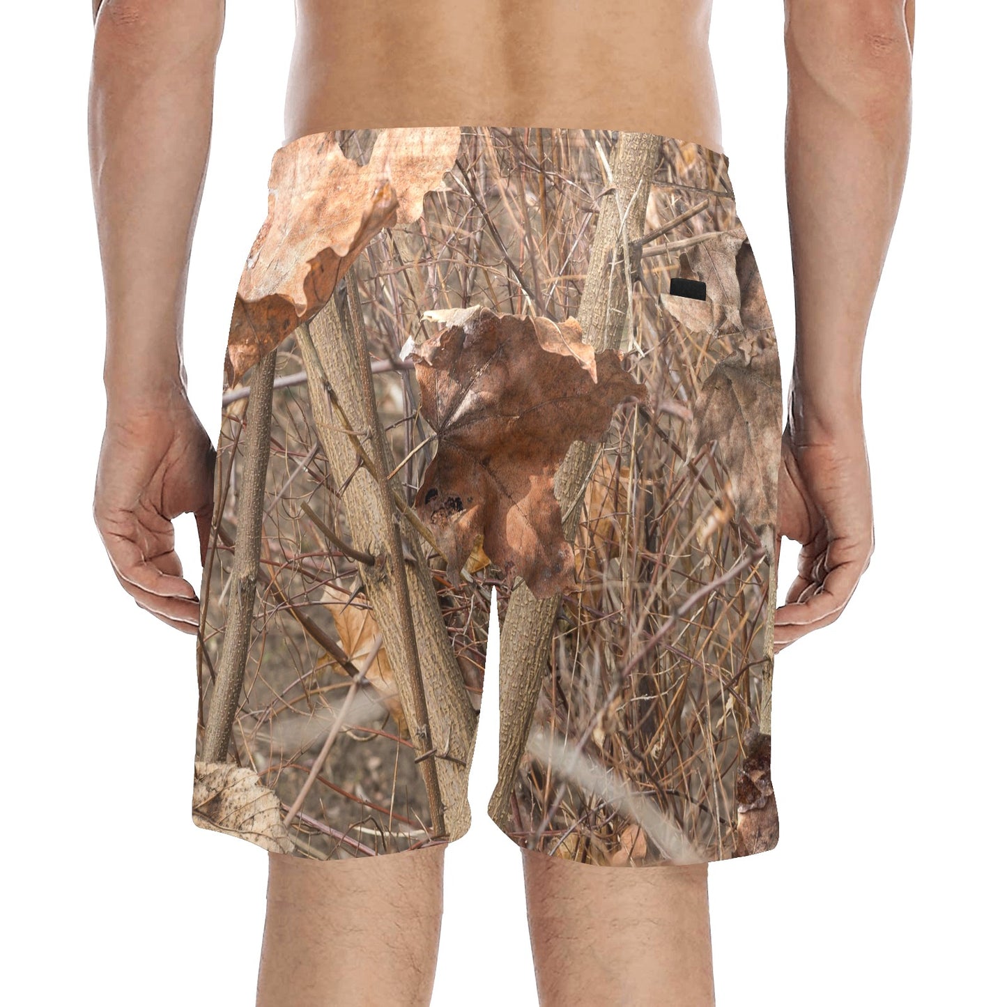 Camo Realistic Tree Forest Autumn Print Men's Swim Trunks Beach Shorts