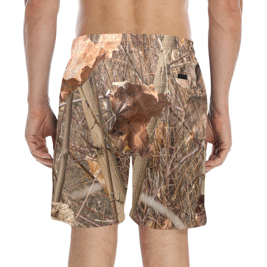 Camo Realistic Tree Forest Autumn Print Men's Swim Trunks Beach Shorts