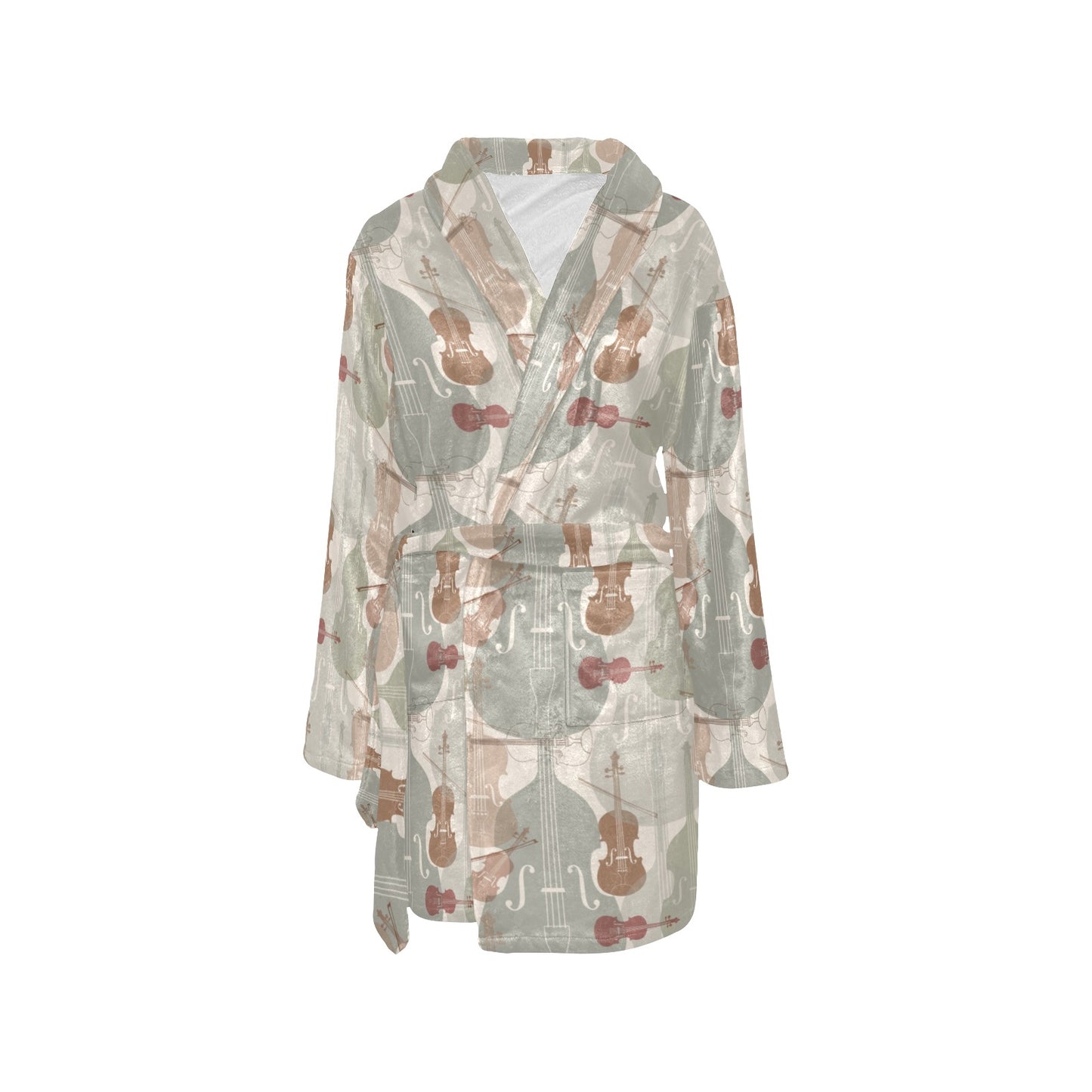 Violin Pattern Print Design 01 Women's Fleece Robe