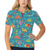 Dinosaur Cartoon Style Women's Polo Shirt