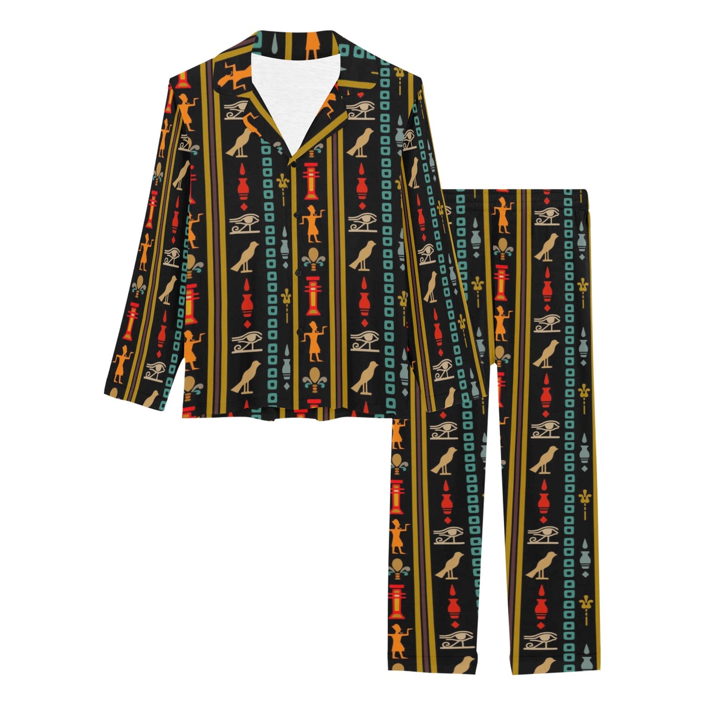 Eye of Horus Egypt Style Pattern Women's Long Pajama Set