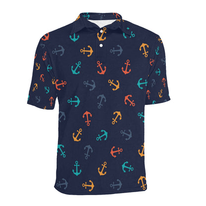 Anchor Pattern Print Design 05 Men Polo Shirt