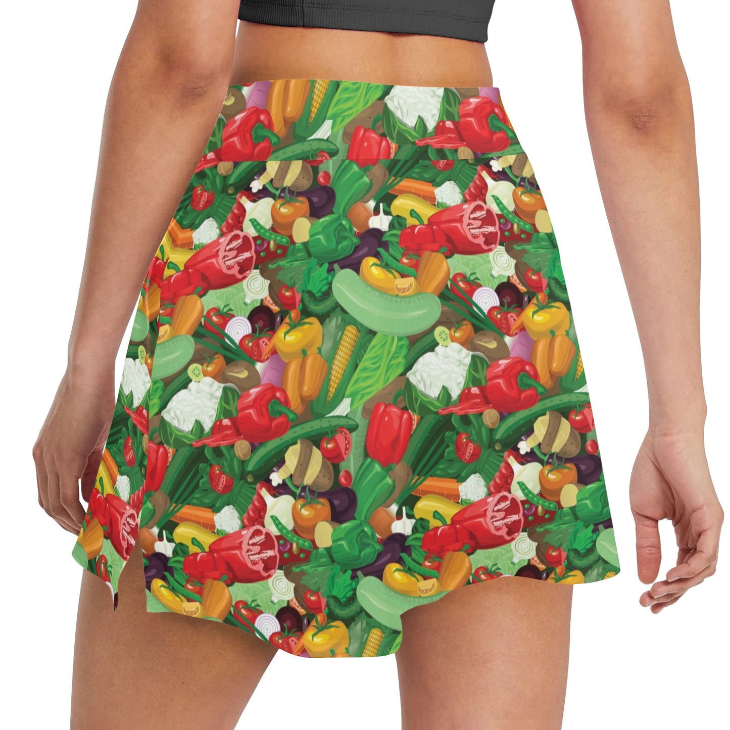 Salad Mix Vegetableprint Design LKS301 17" Golf & Pickleball Skort with Pockets
