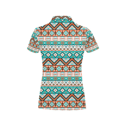 Navajo Style Print Pattern Women's Polo Shirt
