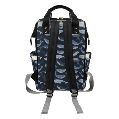 Whale Print Design LKS301 Diaper Bag Backpack
