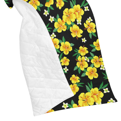 Yellow Hibiscus Pattern Print Design HB08 Premium Quilt