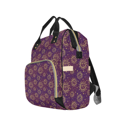 Sun Moon Star Design Themed Print Diaper Bag Backpack