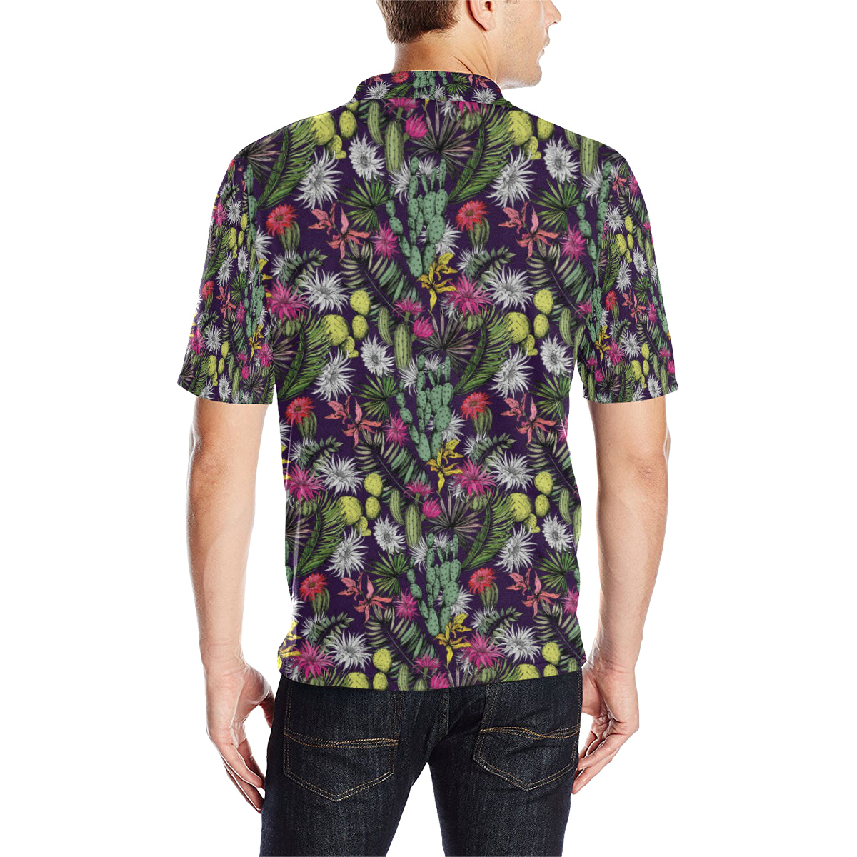 Cactus Pattern Print Design 08 Men Polo Shirt