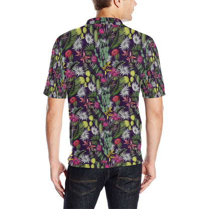 Cactus Pattern Print Design 08 Men Polo Shirt